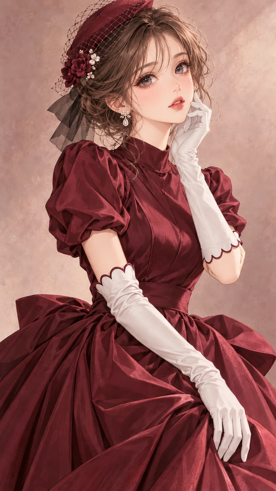 Scalloped-Glove Couture Muse in Shojo Manga Style