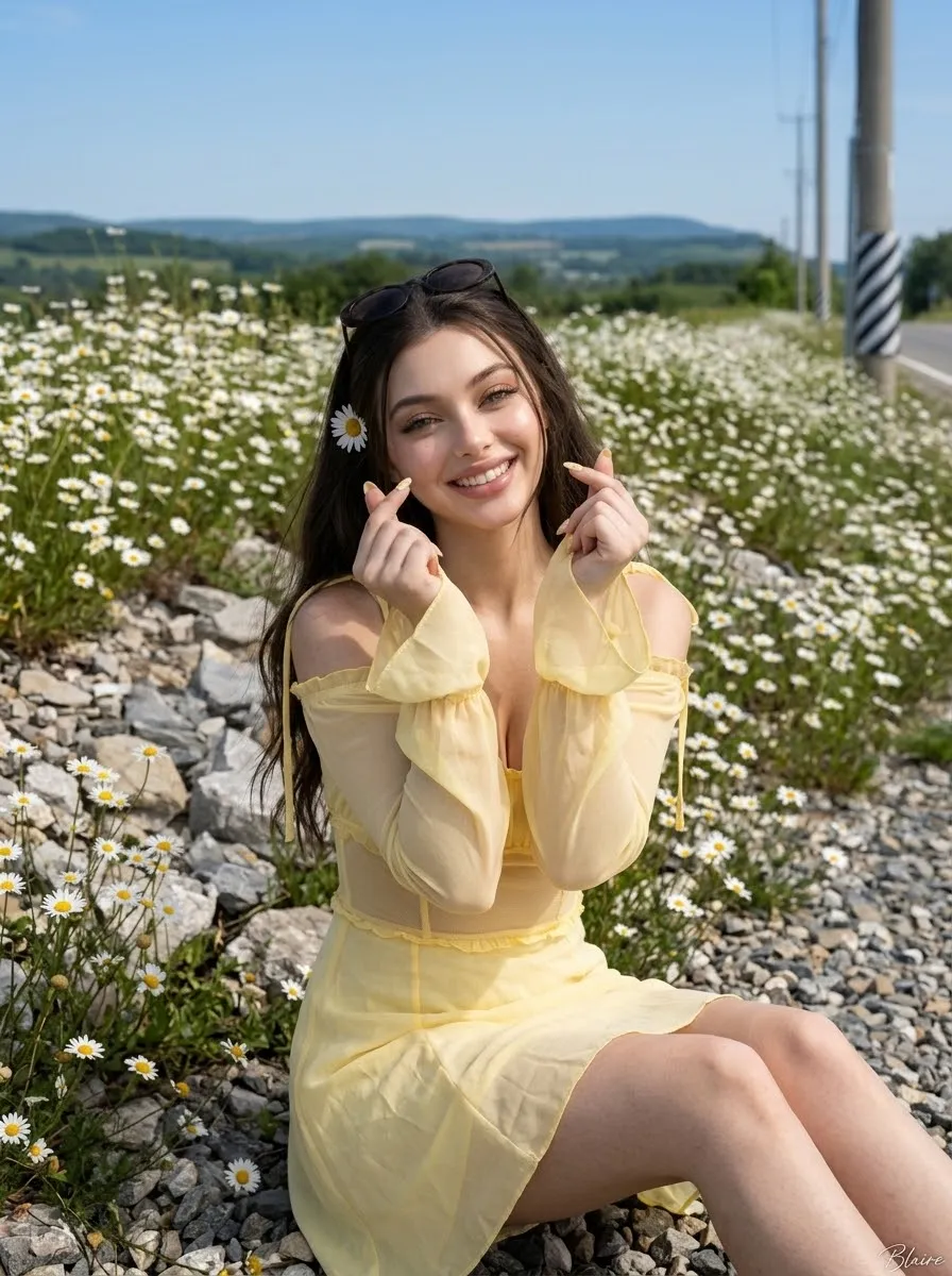 Candid Countryside Portrait Among Daisies output 2