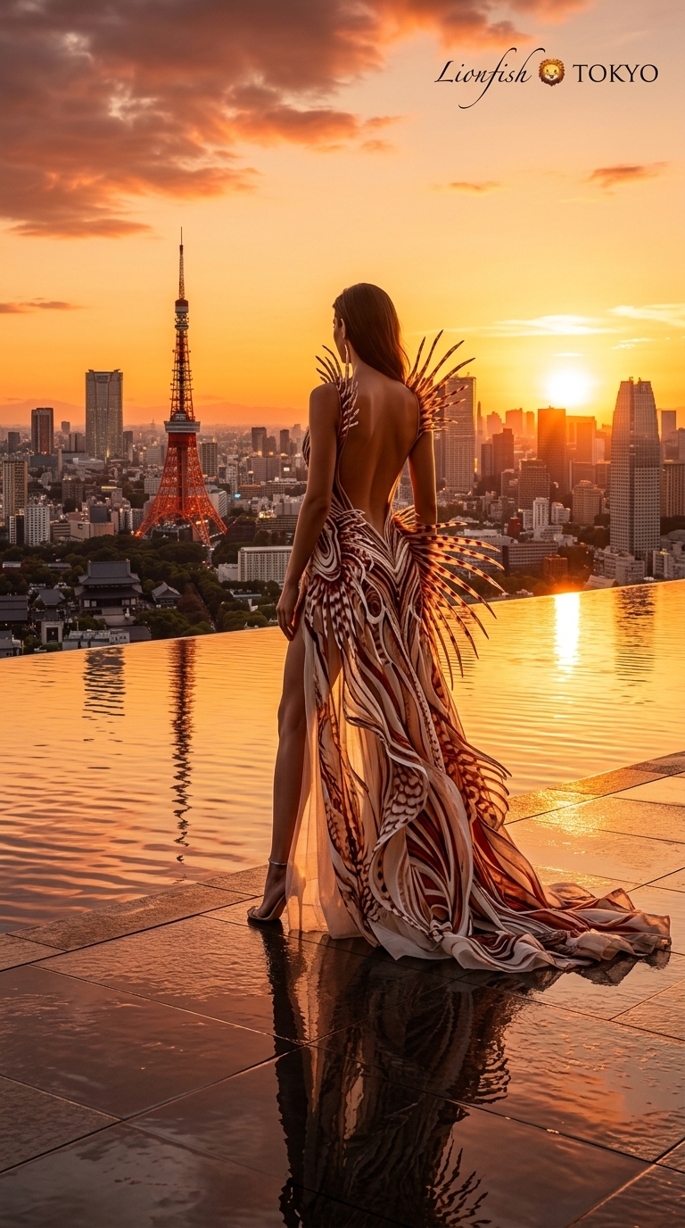 Fish-Inspired Couture Rooftop Portrait output 3