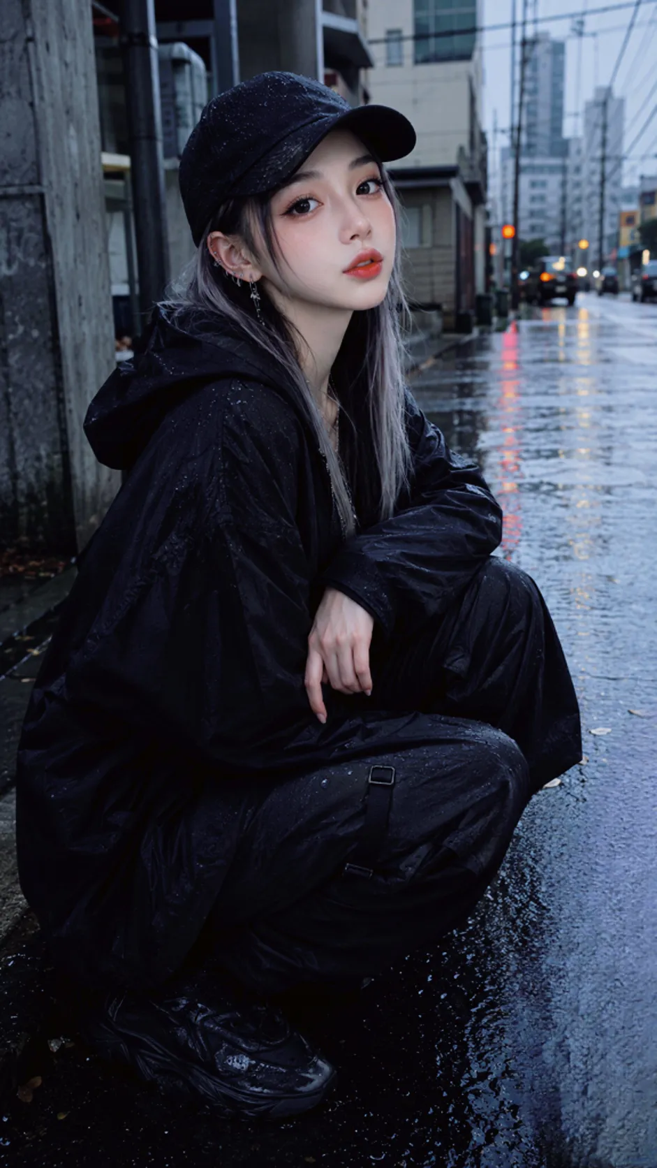 Rain-soaked Solitude: Editorial Street Portrait output 1