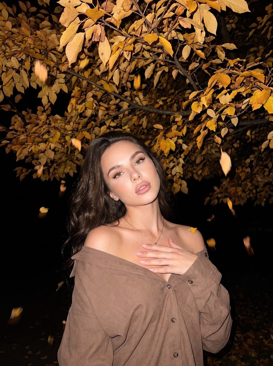 Flash-Lit Portrait Beneath a Flowering Tree