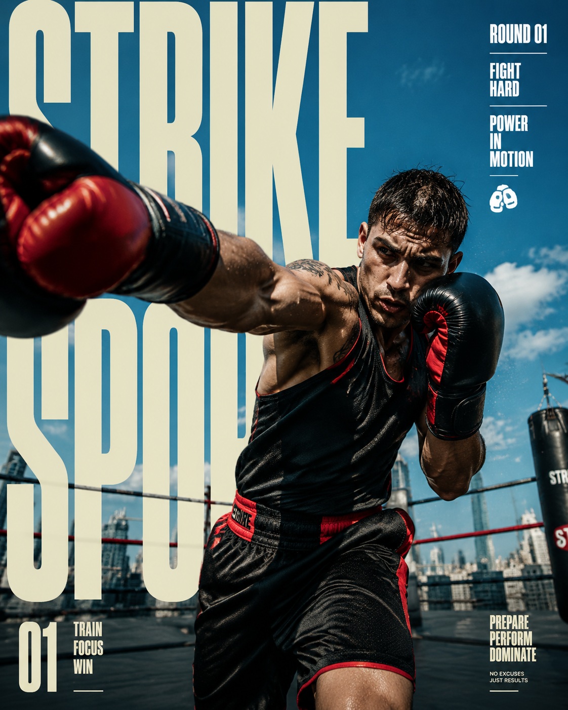 Strike Sport Editorial Boxing Action Poster
