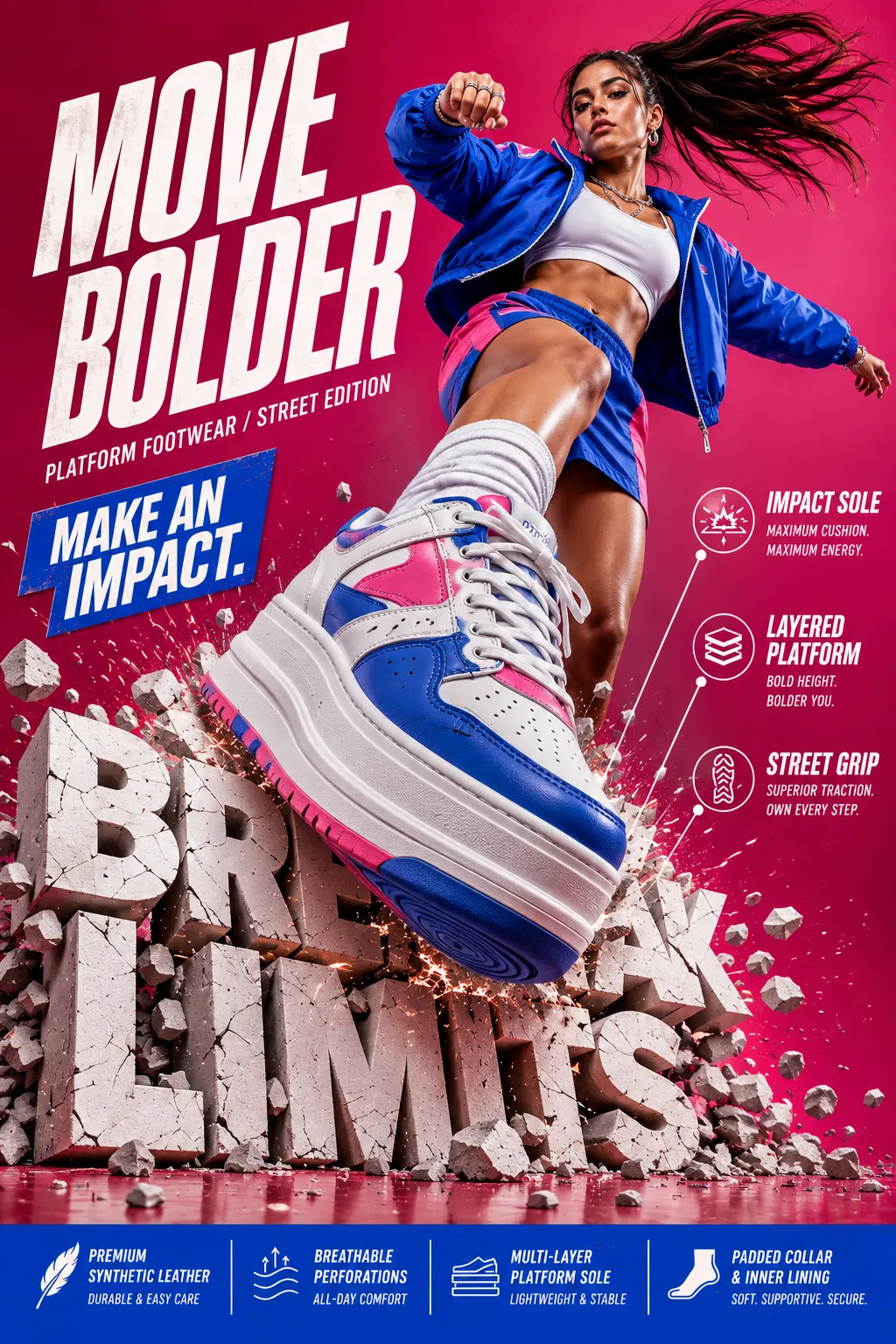 Platform Sneaker Sports-Fashion Campaign Poster