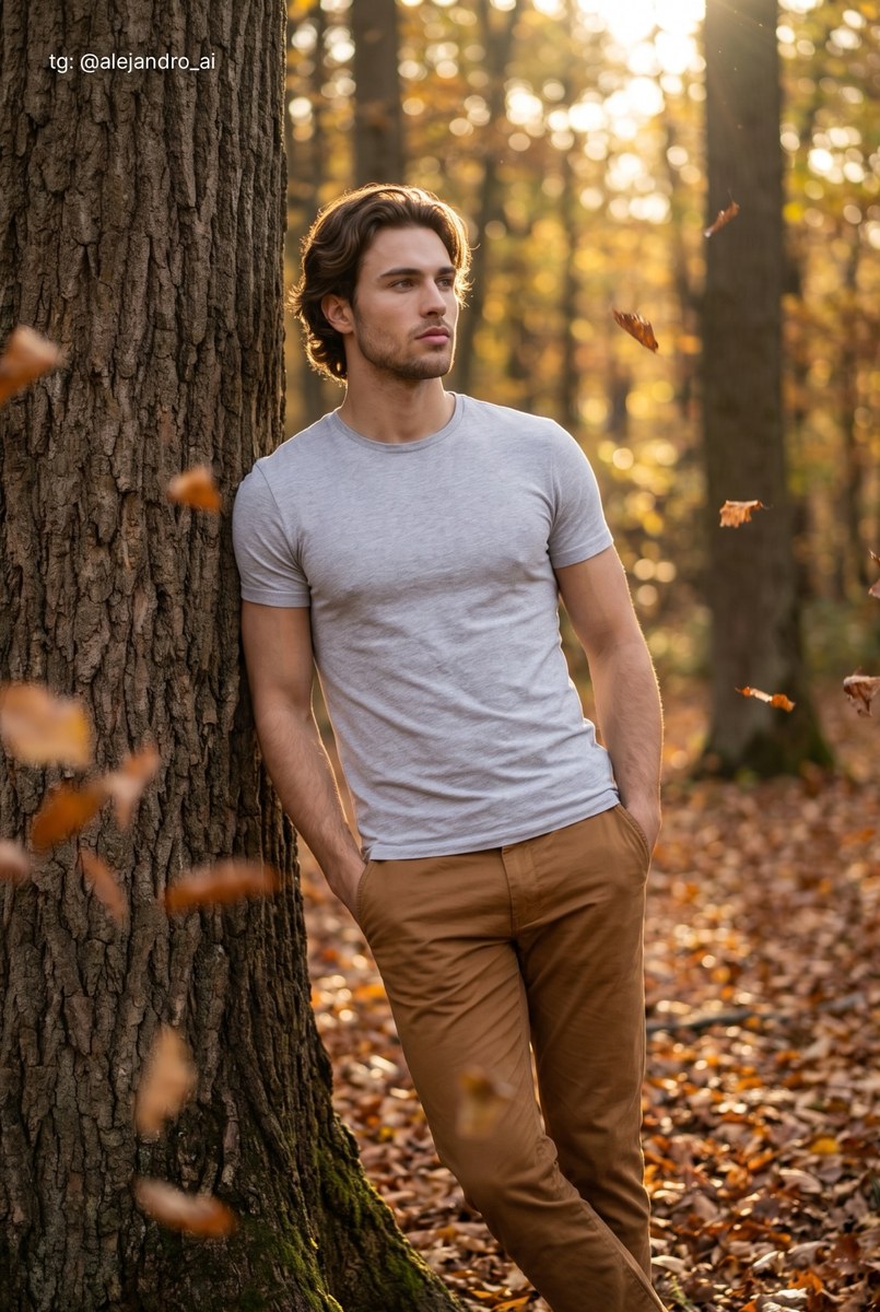 Photorealistic Autumn Forest Portrait of a Man