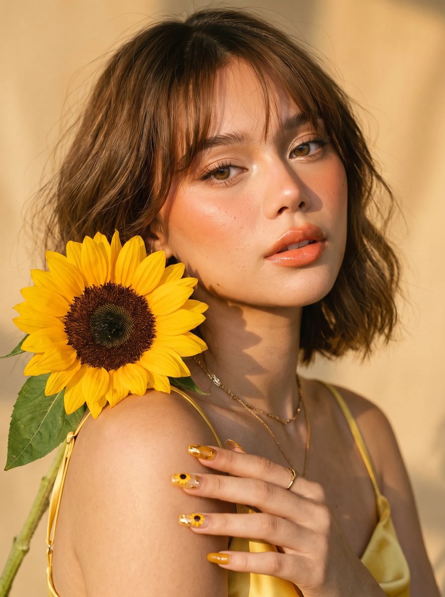 Golden Sunflower Film Beauty Portrait