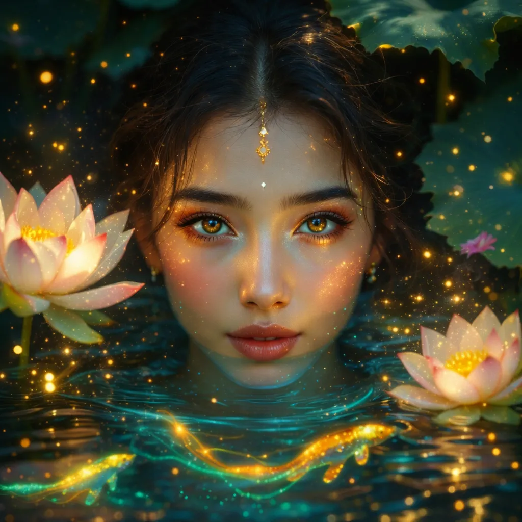 Mystical Lotus Water Goddess Portrait