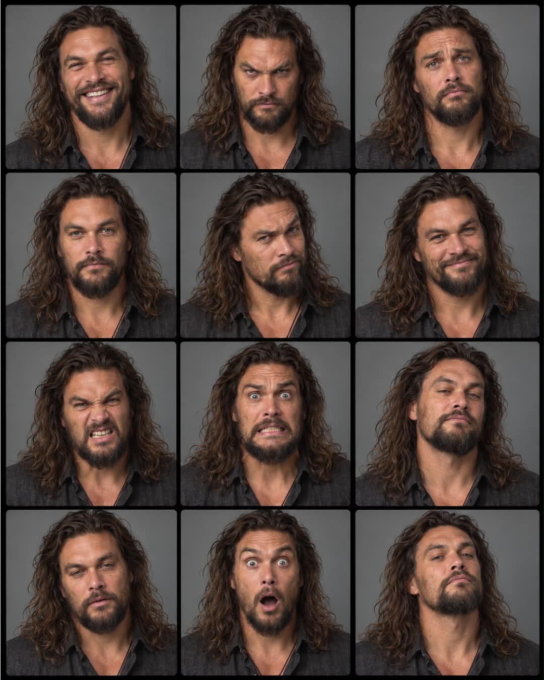 Photorealistic 12-Expression Portrait Contact Sheet output 4