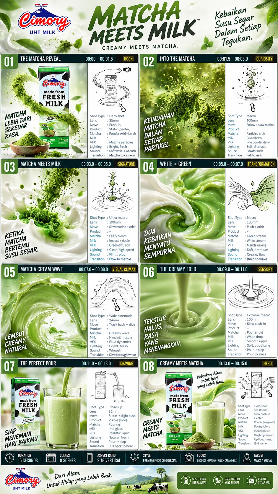 Cimory Matcha Milk 15-Second Commercial Storyboard