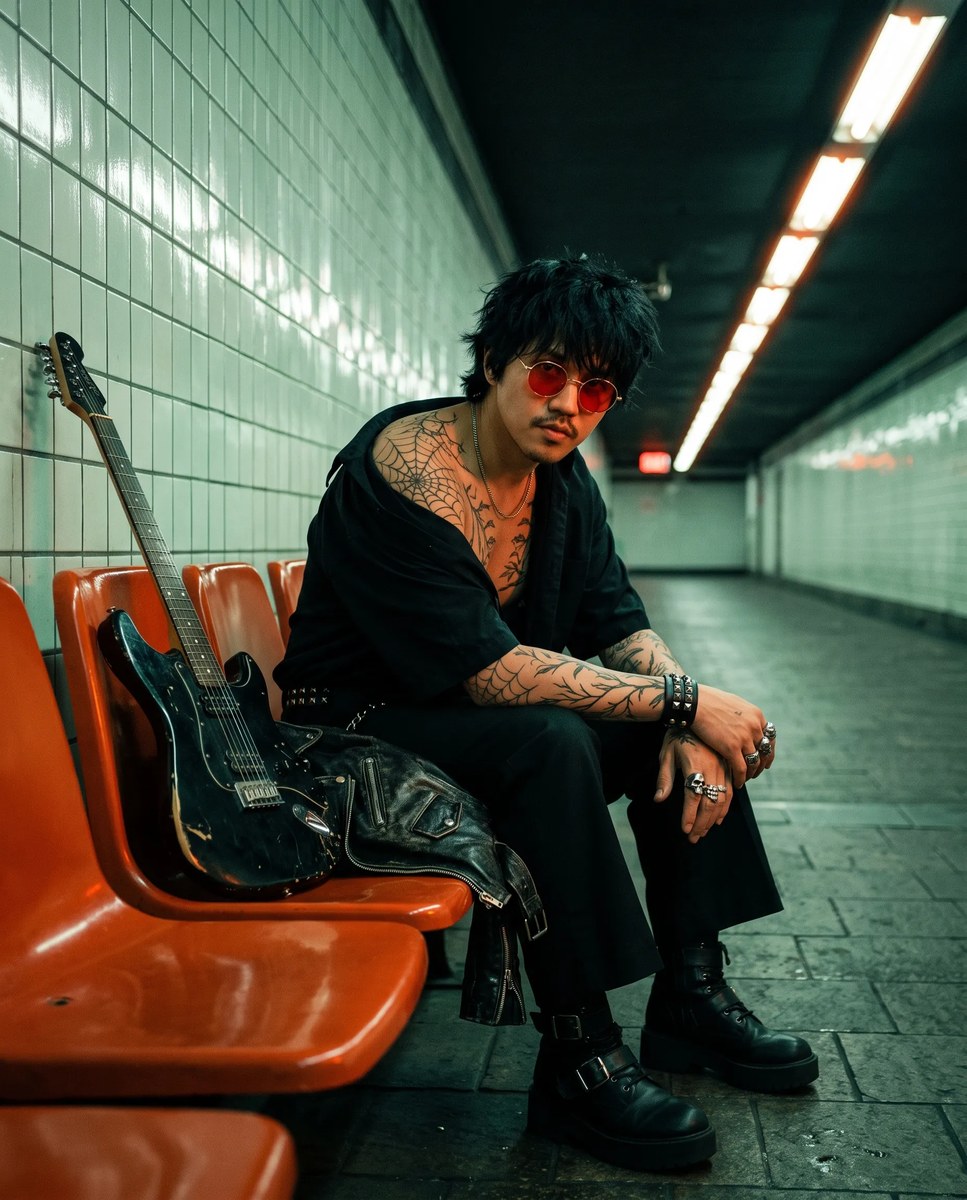 Grunge Rocker in an Underground Subway output 2