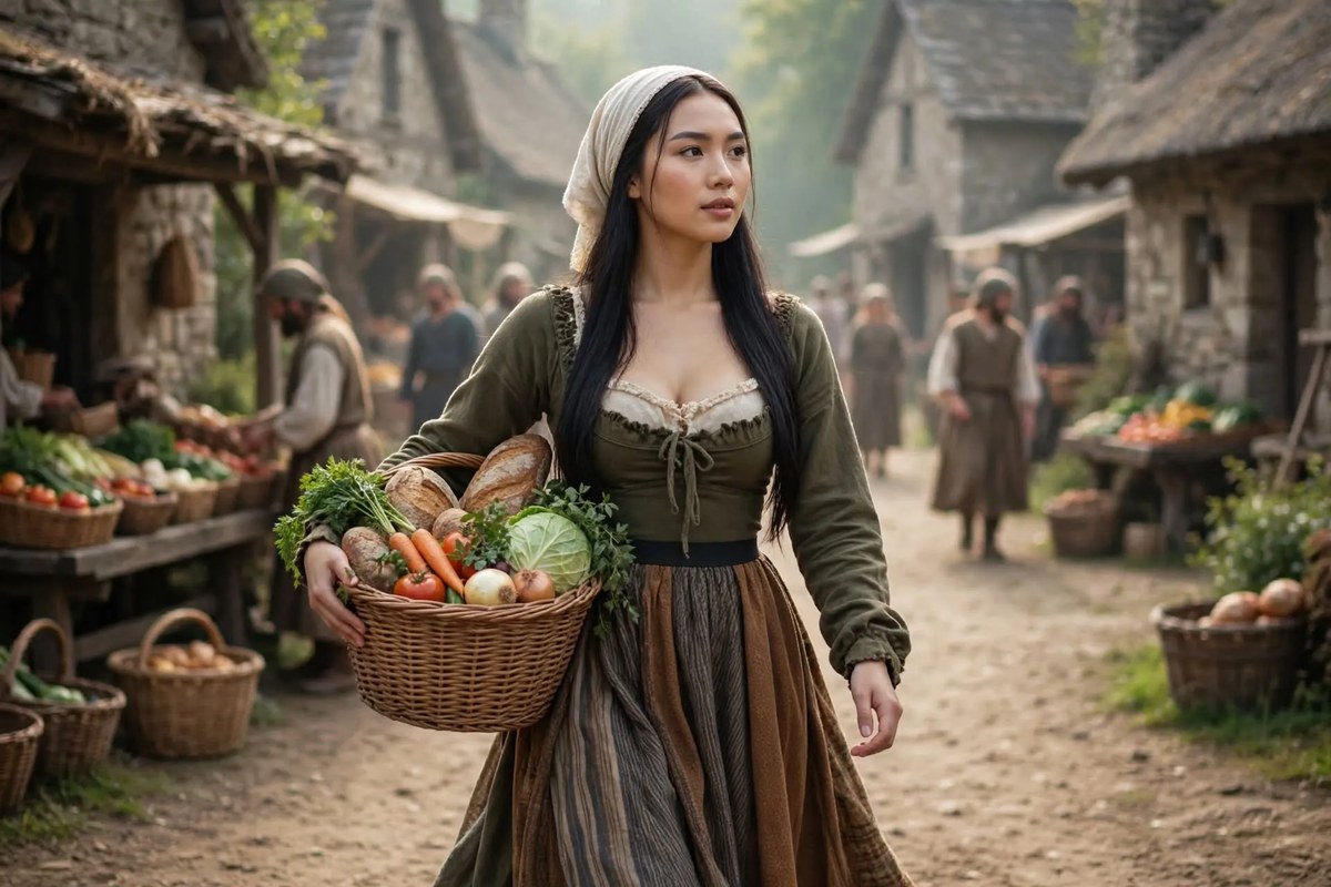 Photorealistic Medieval Village Portrait output 8