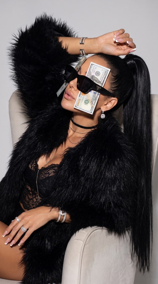 Luxury Fashion Portrait with Banknotes Over the Eyes output 1