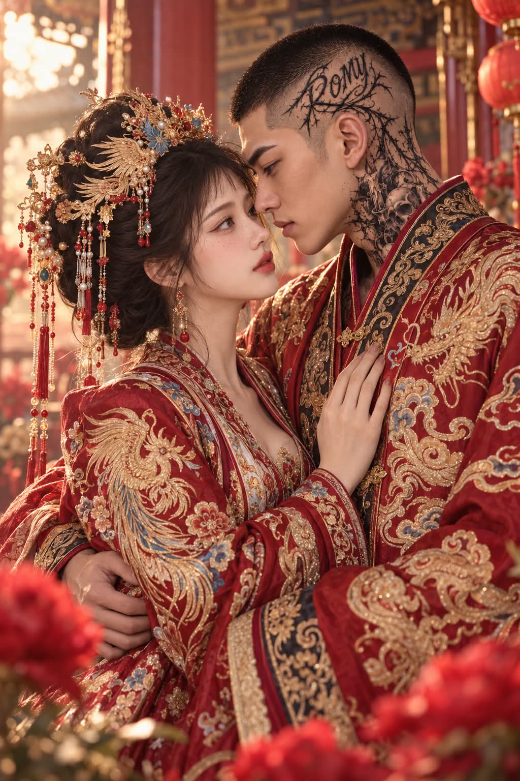 Golden Phoenix Chinese Wedding Portrait output 1