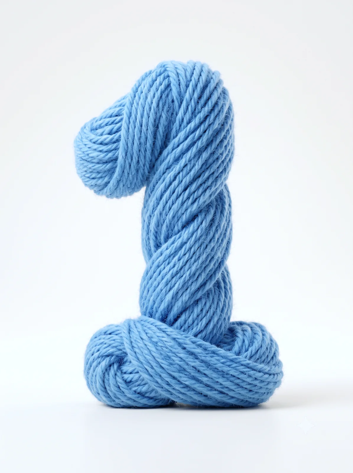 Photorealistic Sky-Blue Yarn Numeral Render