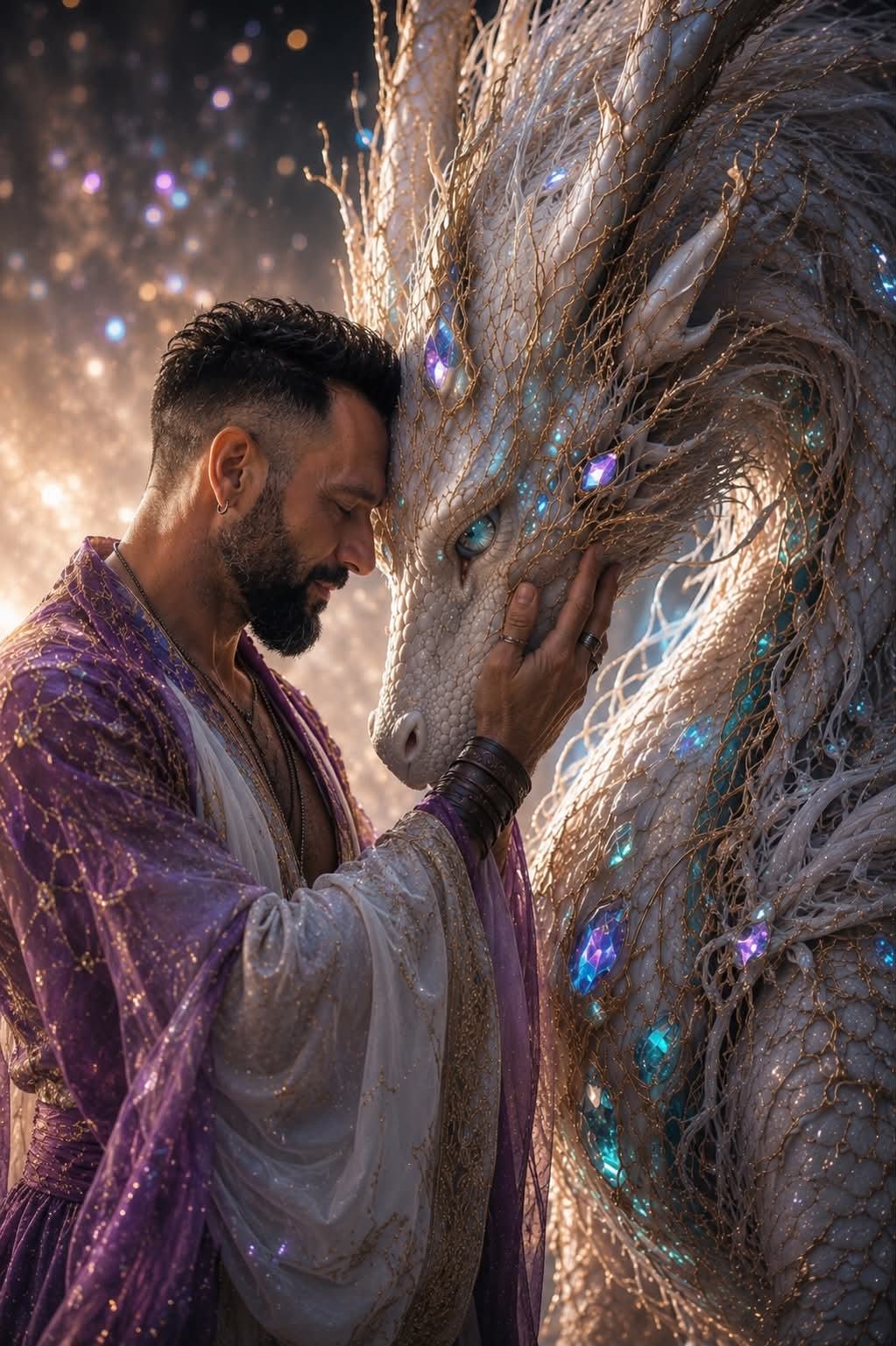 Cinematic Fantasy Portrait of a Human and Dragon
