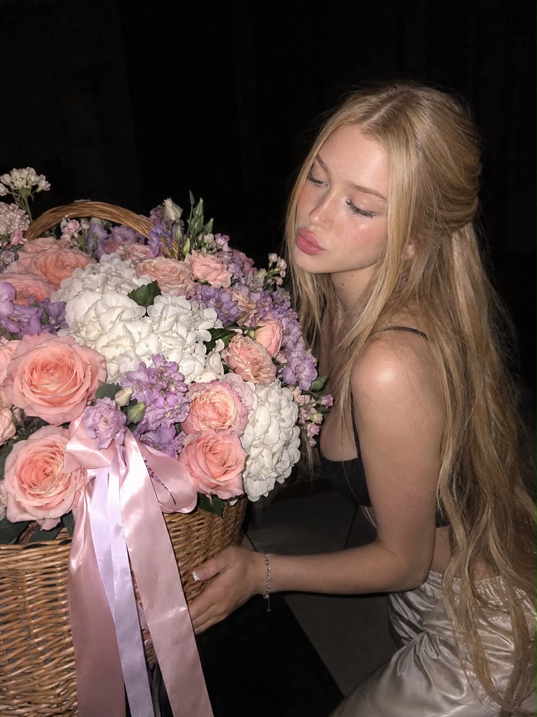 Candid Nighttime Flower-Basket Portrait output 2