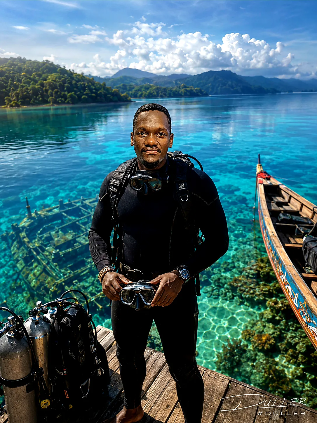 Cinematic Doreri Bay Diving Adventure Portrait output 2