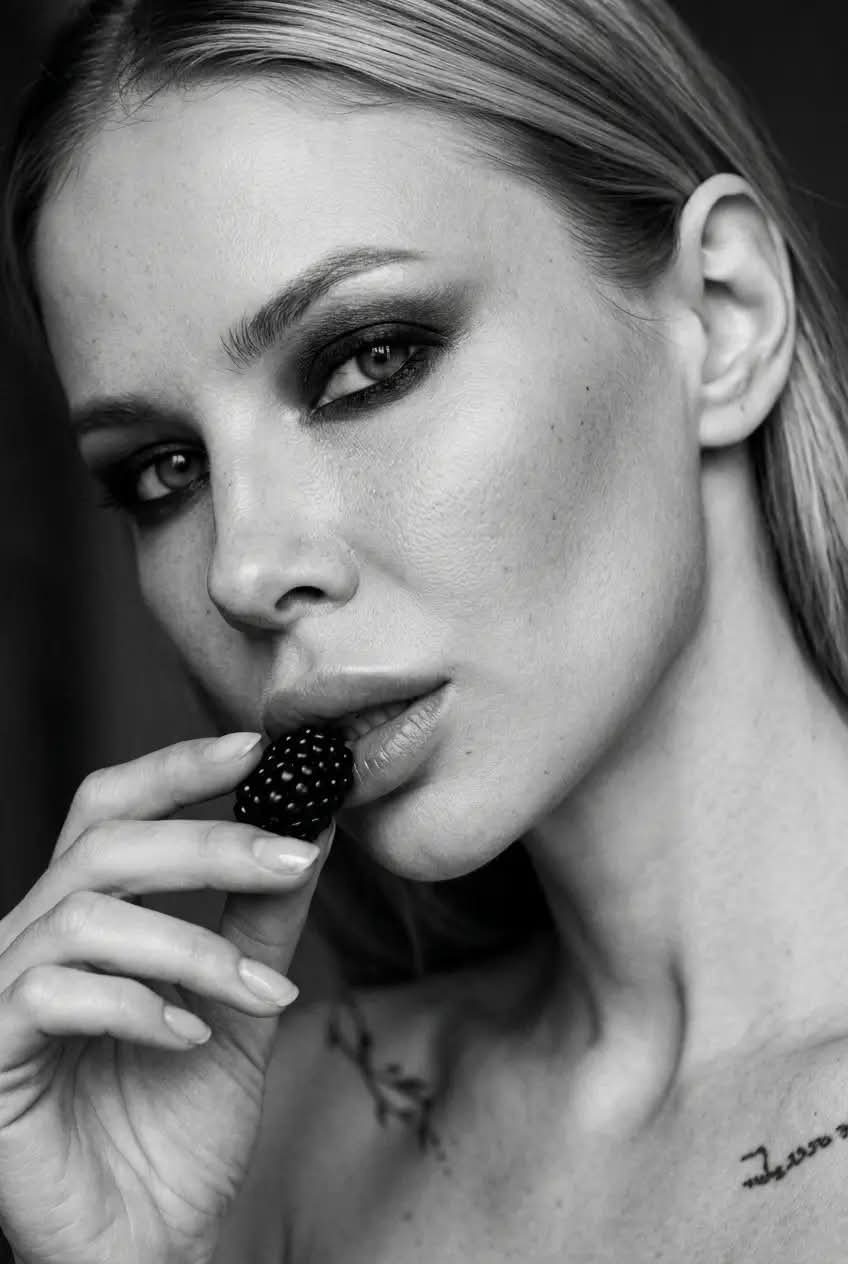 Monochrome Blackberry Beauty Editorial Portrait output 3