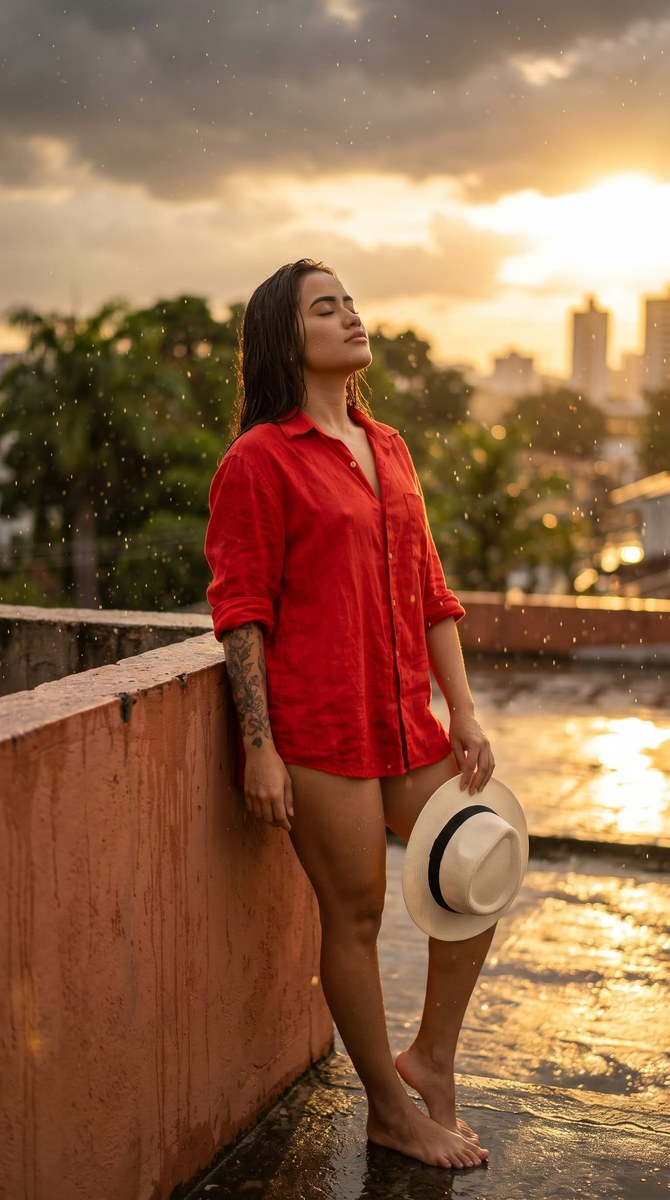 Golden Rain — Editorial Rooftop Sunset