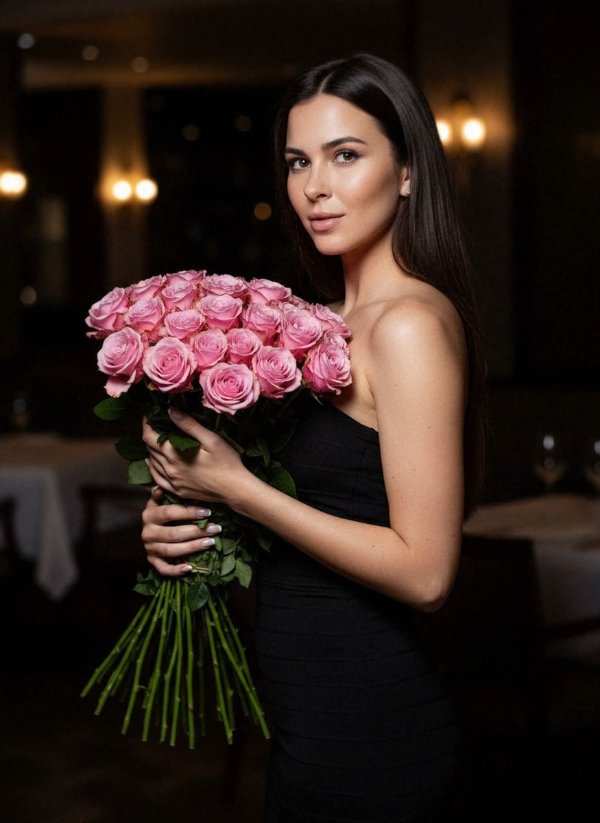 Ultra-Realistic Portrait with Pink Roses output 3