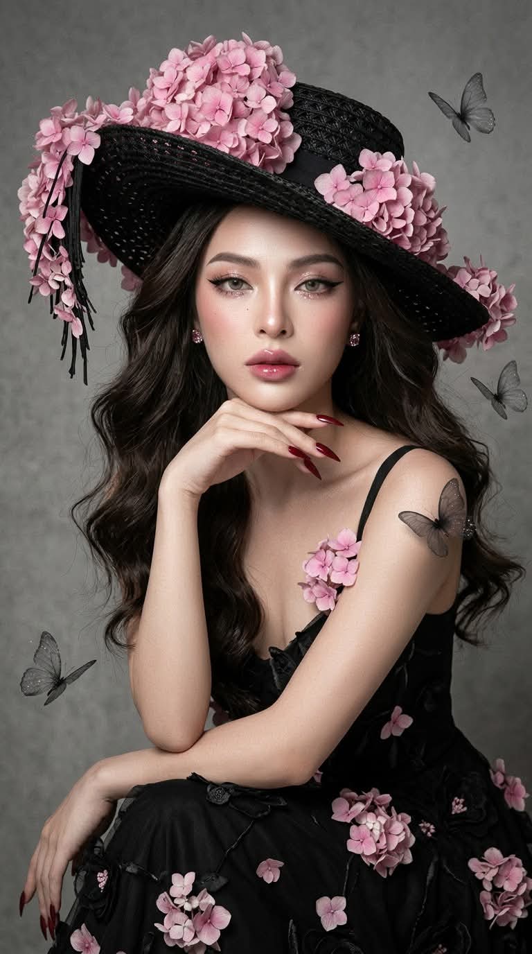 Hydrangea Couture Fashion Editorial Portrait