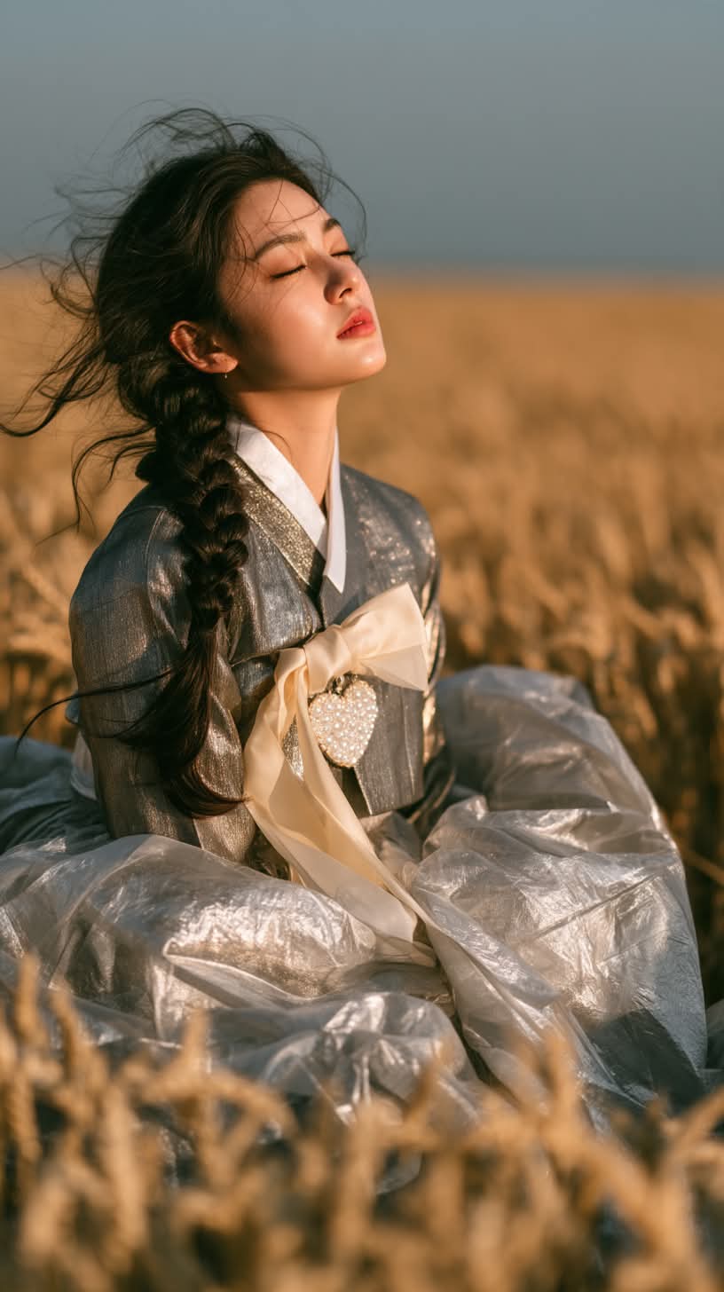 Hanbok Portrait in a Golden Wheat Field output 3