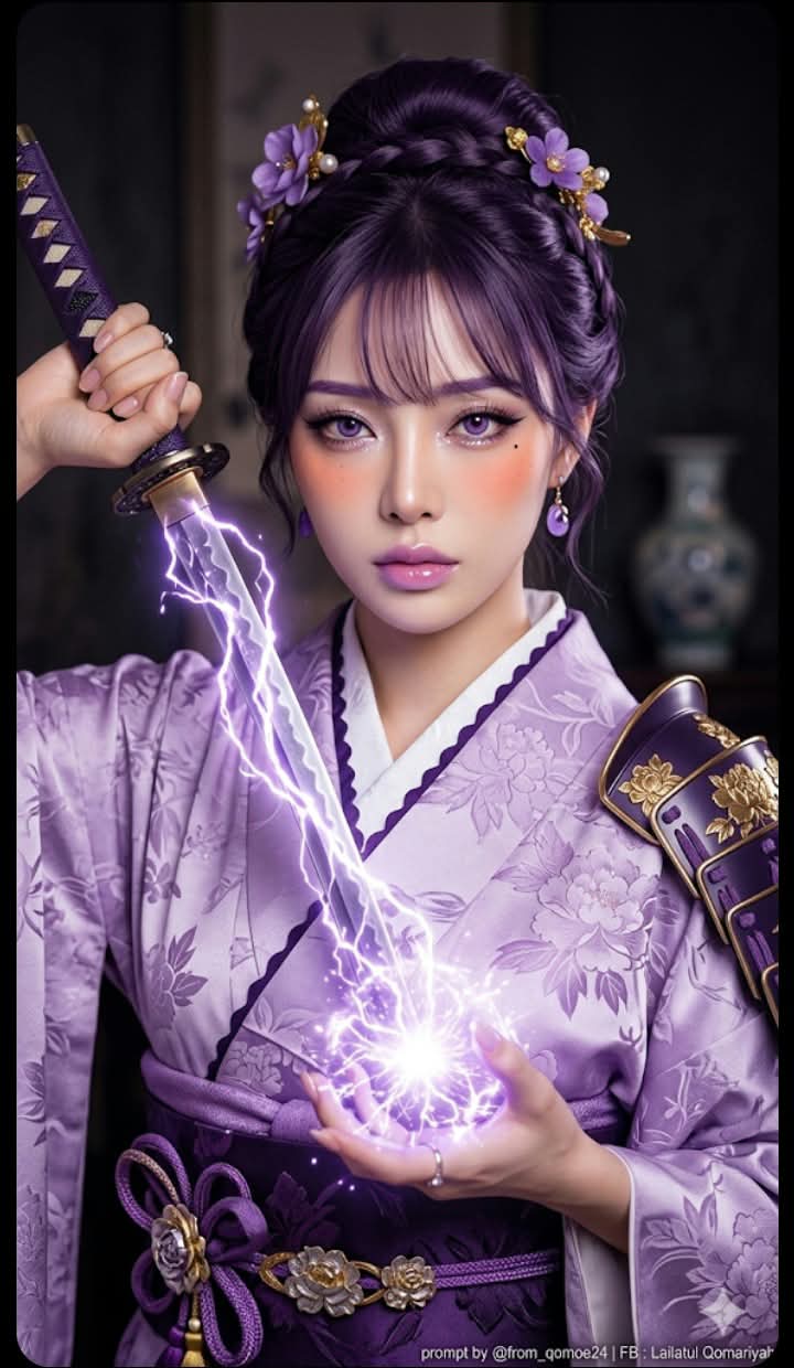 Purple Lightning Samurai Portrait output 3