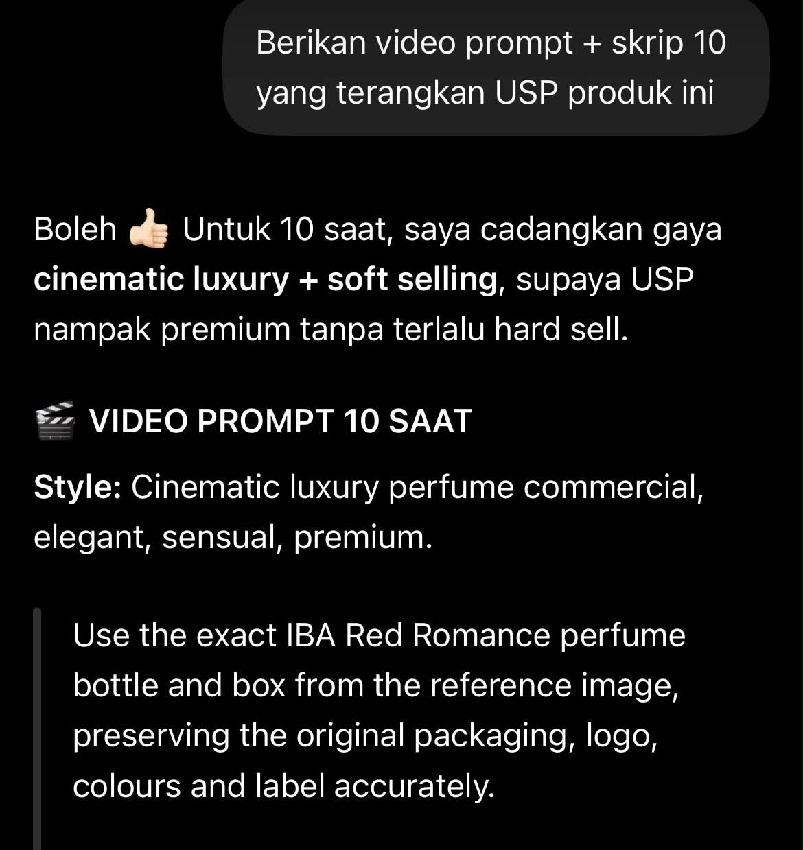 Create a 10-Second Cinematic Perfume Storyboard and Video output 3