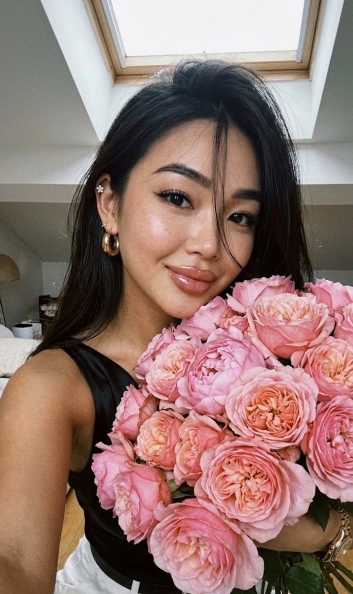 Skylight Selfie with a Rose Bouquet