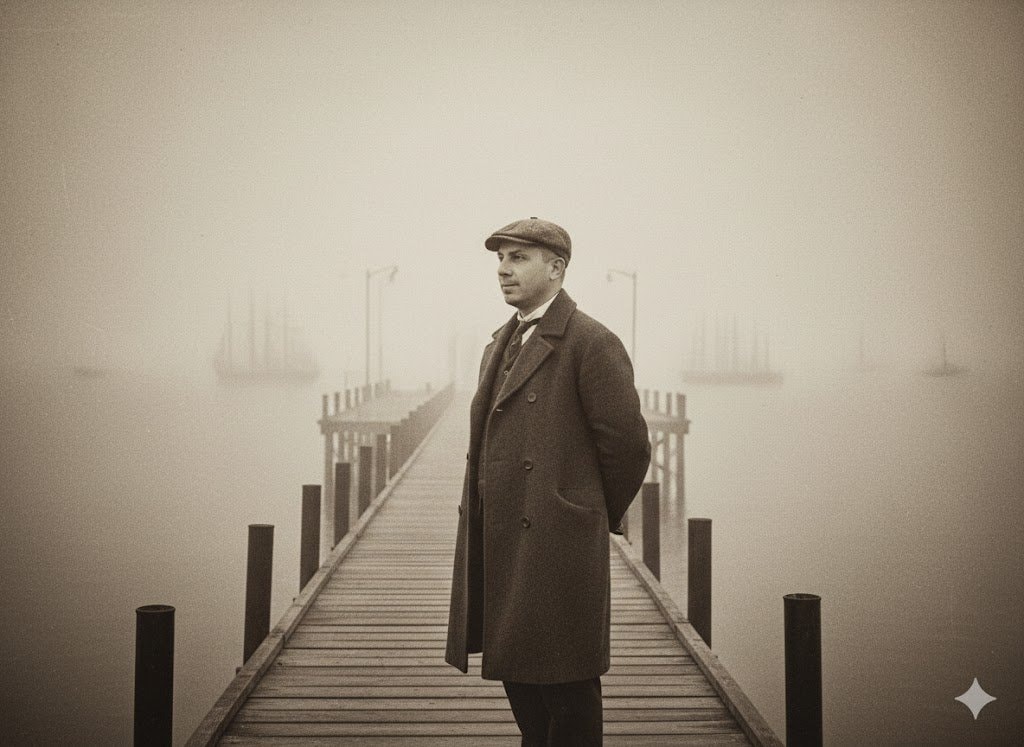 Melancholic Dawn on the Misty Pier output 1
