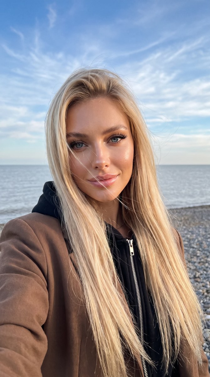 Photorealistic Seaside Selfie output 1