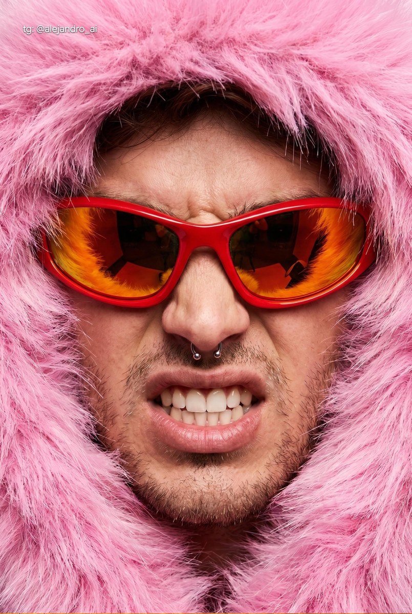 Pink Fur Macro Fashion Portrait output 1