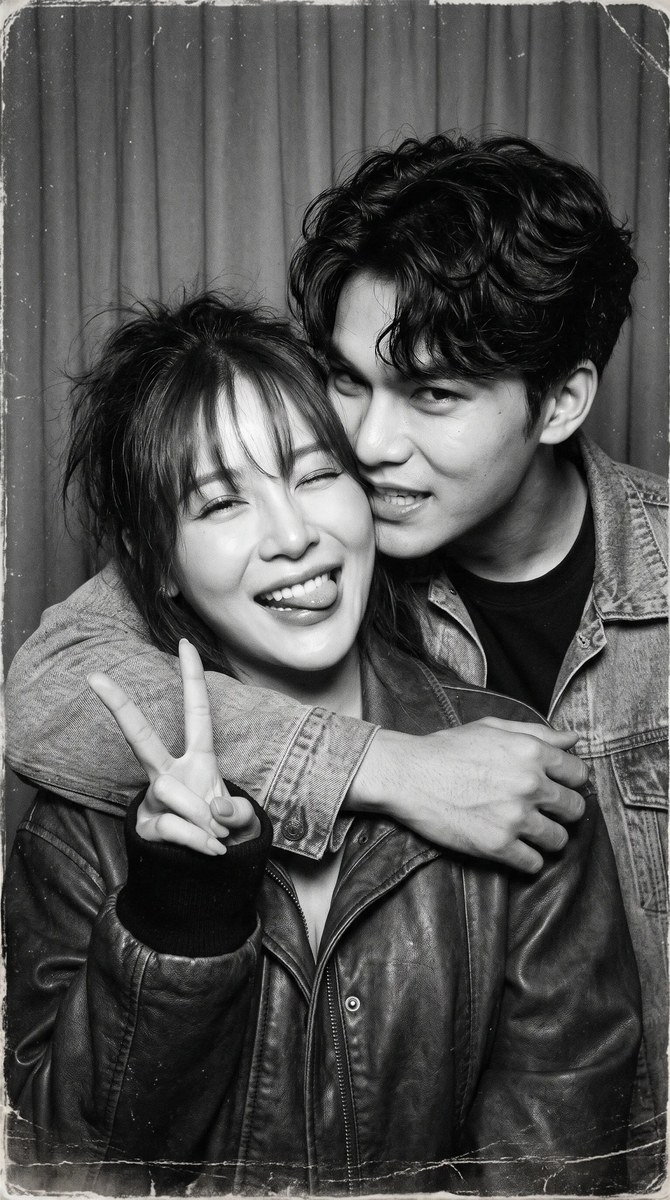 Vintage Black-and-White Couple Photobooth Portrait output 7