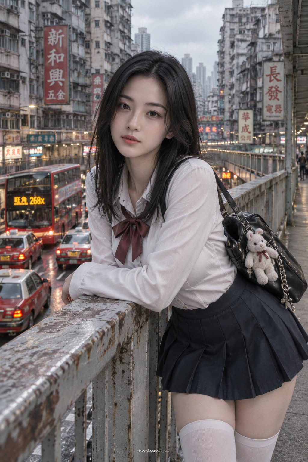 Adult Woman on an Old Hong Kong Footbridge output 3