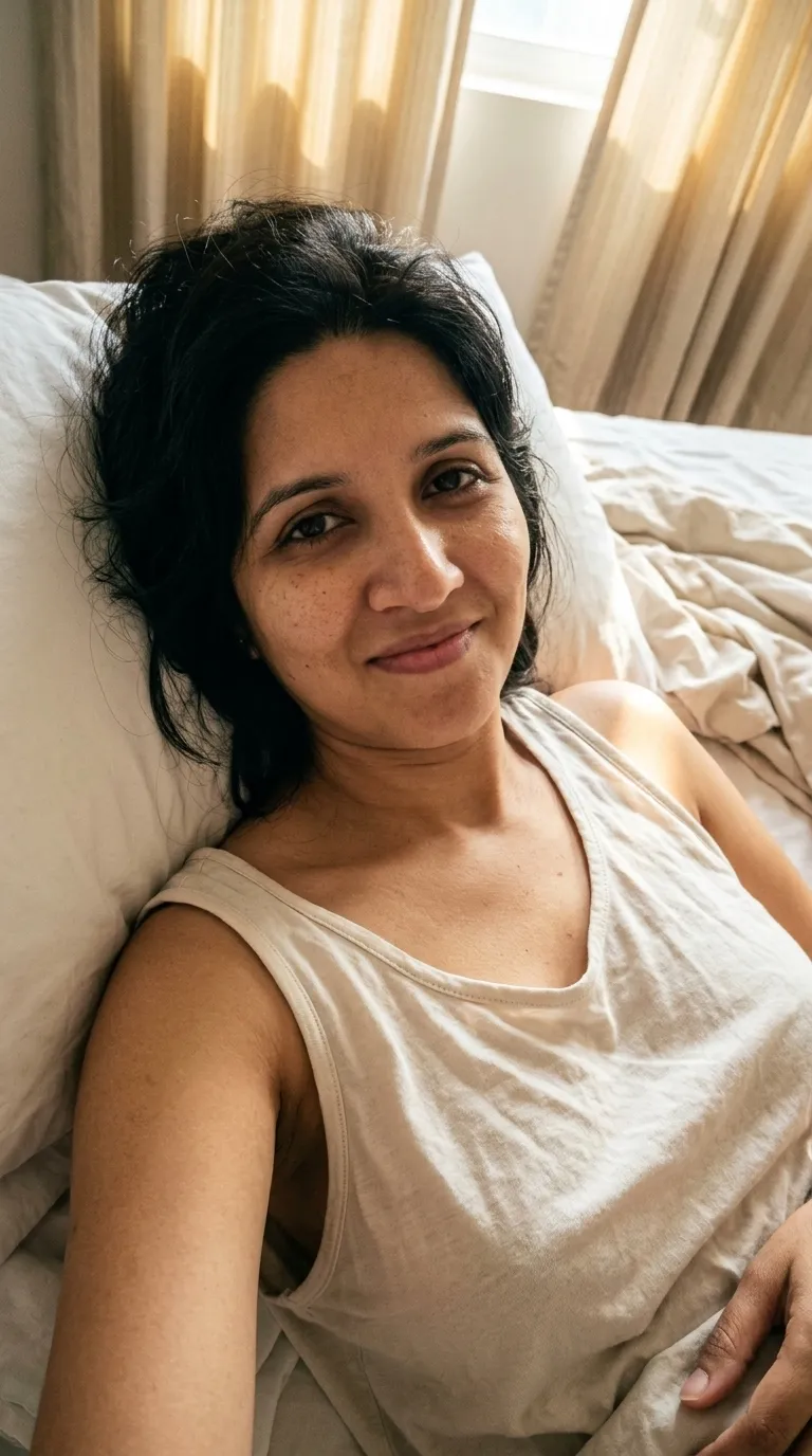 Photorealistic Morning Bed Selfie