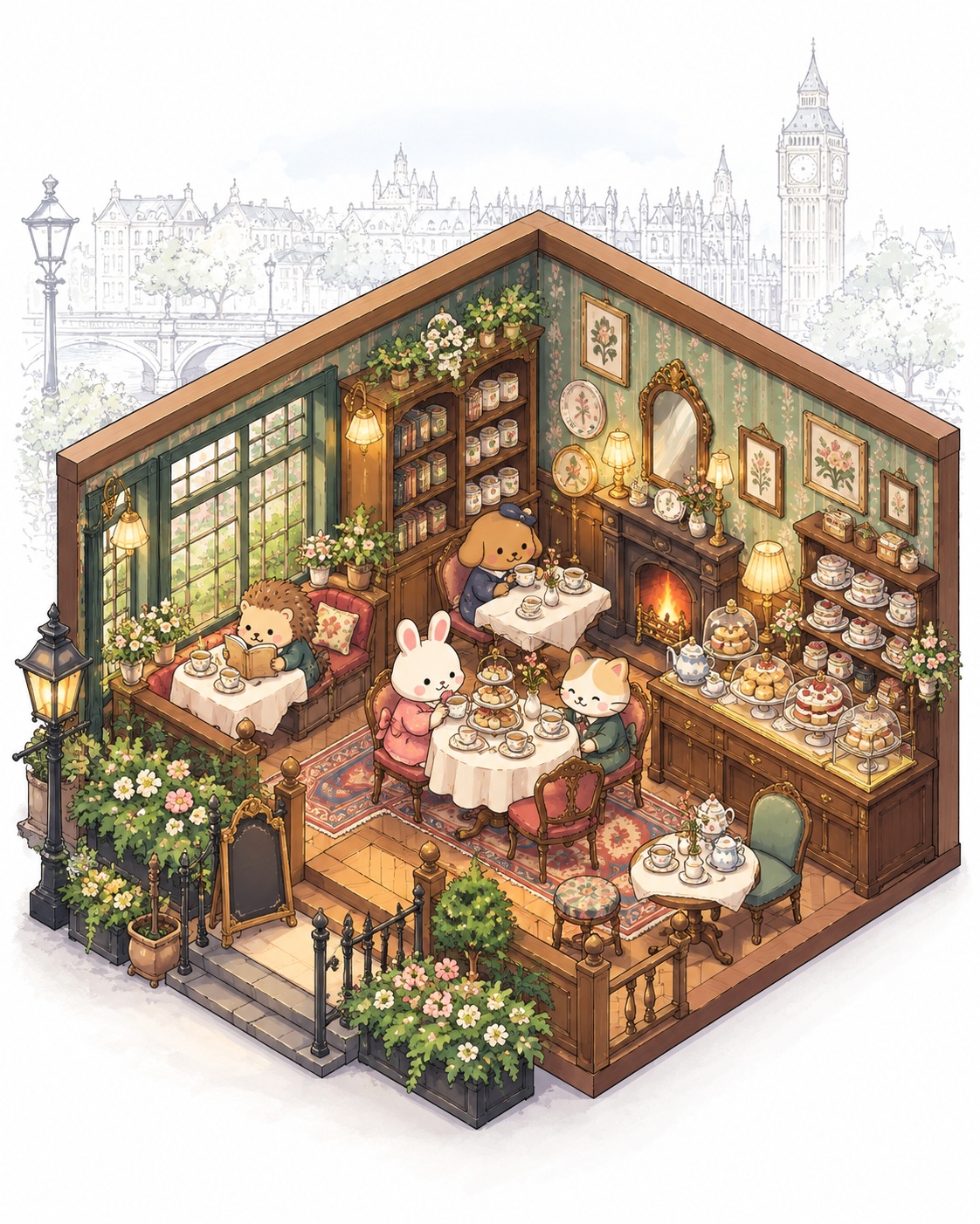 Isometric Local Café Dollhouse Illustration output 3