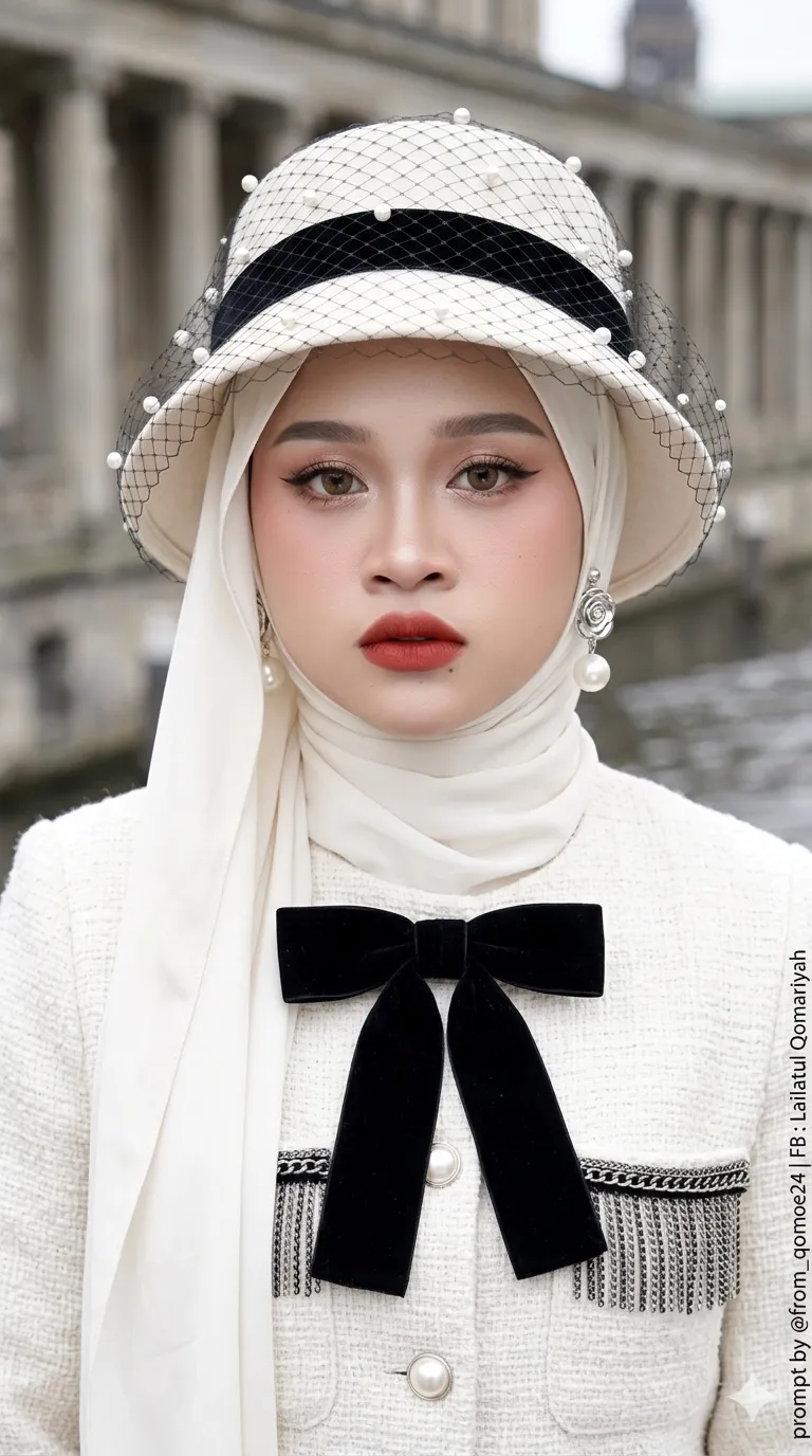 Elegant Ivory Hijab Editorial Portrait output 1