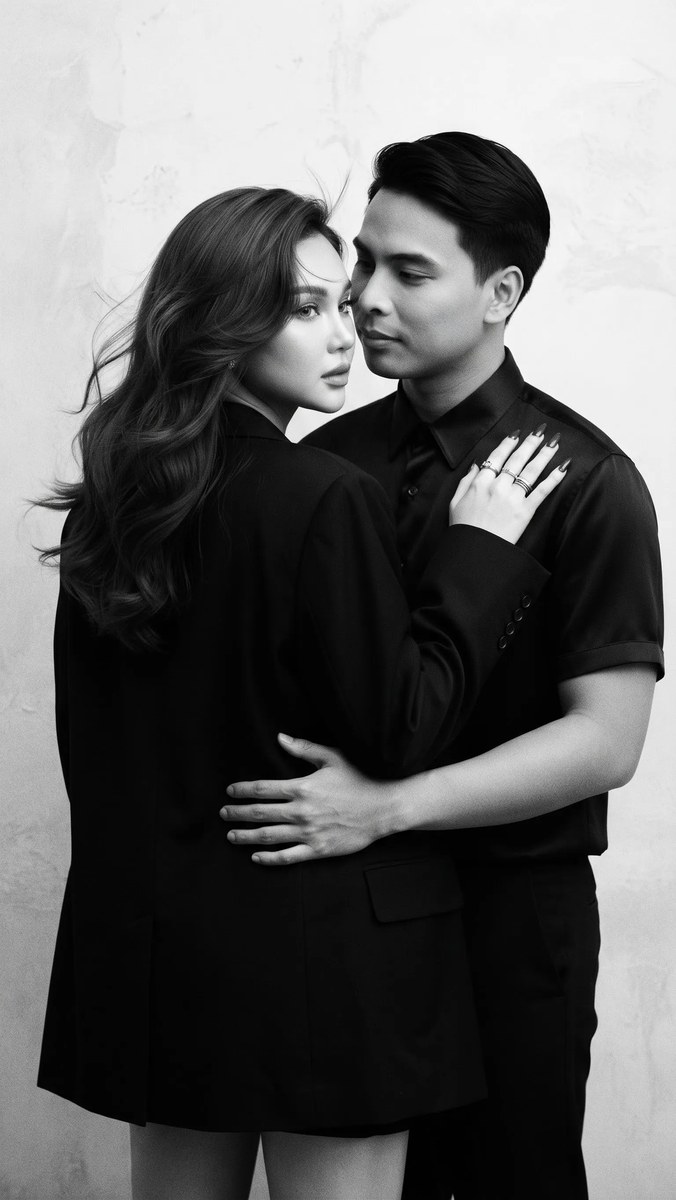 Dark Romantic Black-and-White Couple Editorial Portrait output 11
