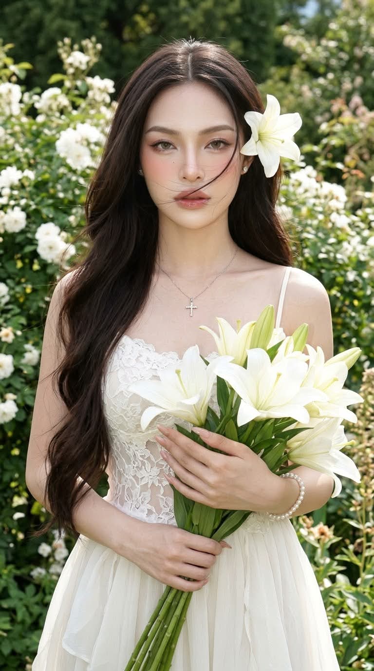 Y2K White Lily Garden Portrait output 7