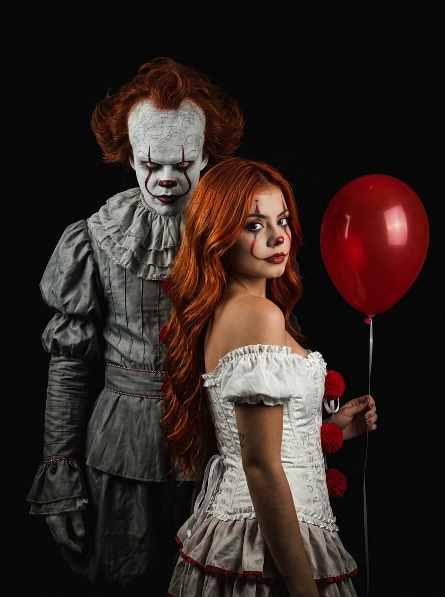 Ominous Clown Cosplay Duo Portrait