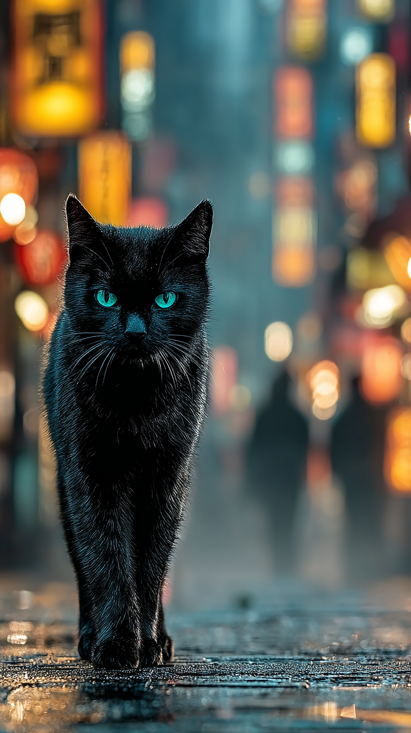 Create a Cyberpunk Cat in a Neon Tokyo Alley output 1