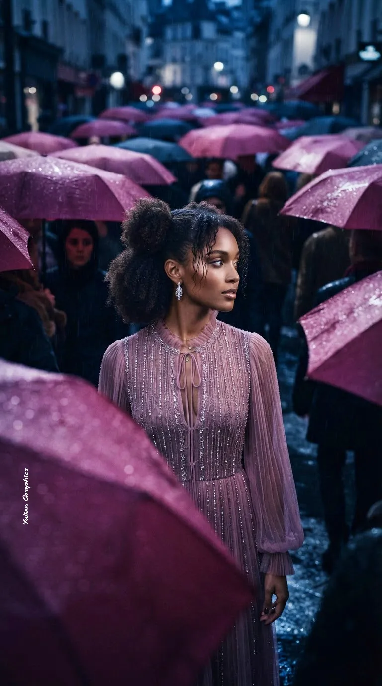 Fashion Editorial in a Rainy Umbrella Crowd output 1
