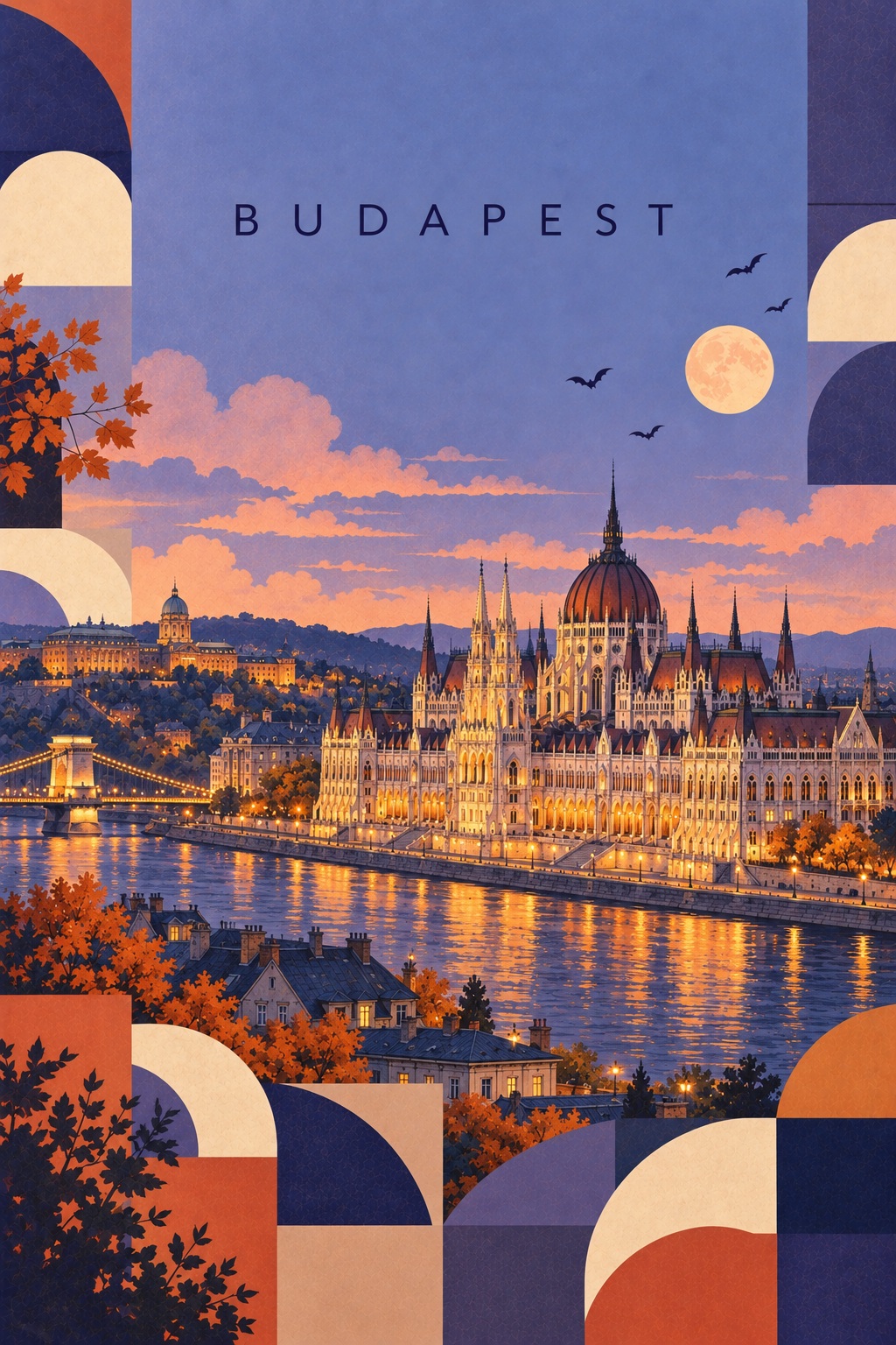 Halloween Geometric Travel Art Poster output 1