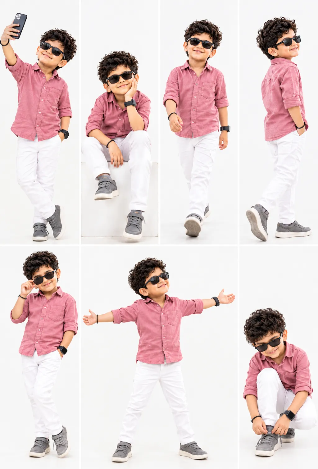 Ultra-Realistic Seven-Pose Boy Collage