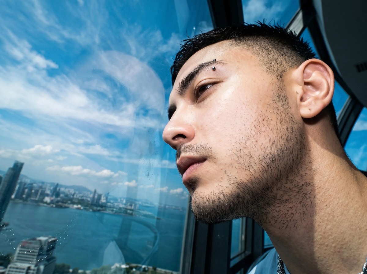 Futuristic Streetwear Portrait with Blue Sky output 2