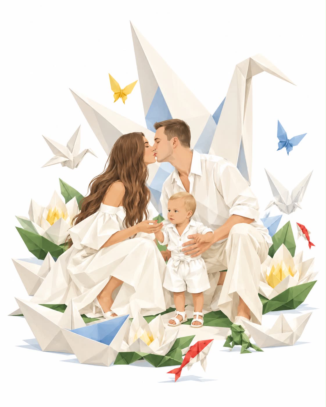 Surreal Origami Fashion Illustration output 1