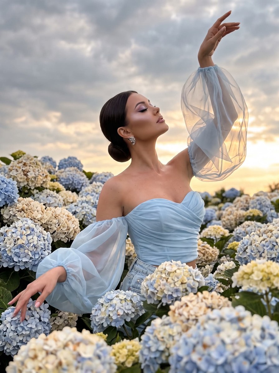 Ethereal Hydrangea Couture Portrait
