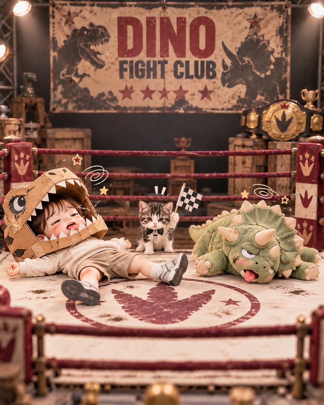 Miniature Dino Fight Club Doll Scene output 3