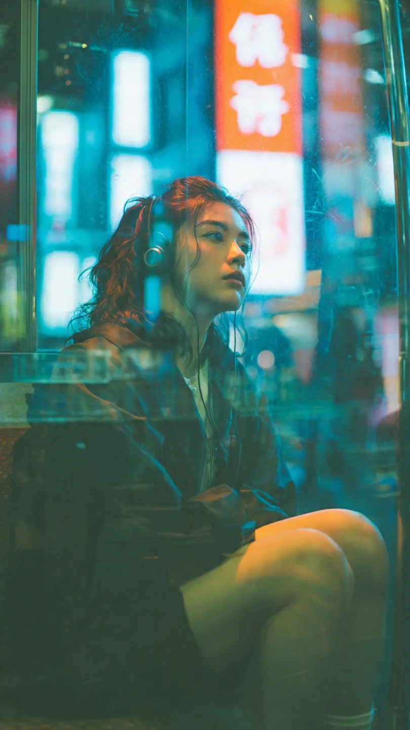 Cinematic Tokyo Night Train Portrait output 4