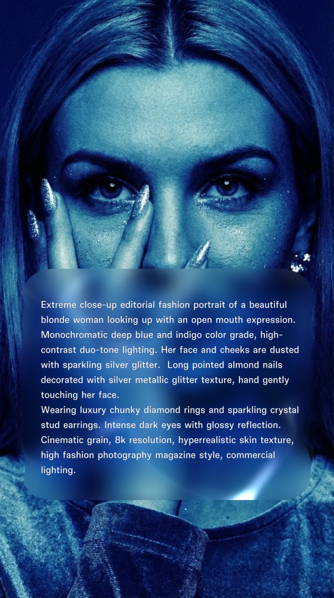 Euphoria-Inspired Blue Glitter Fashion Portrait output 2
