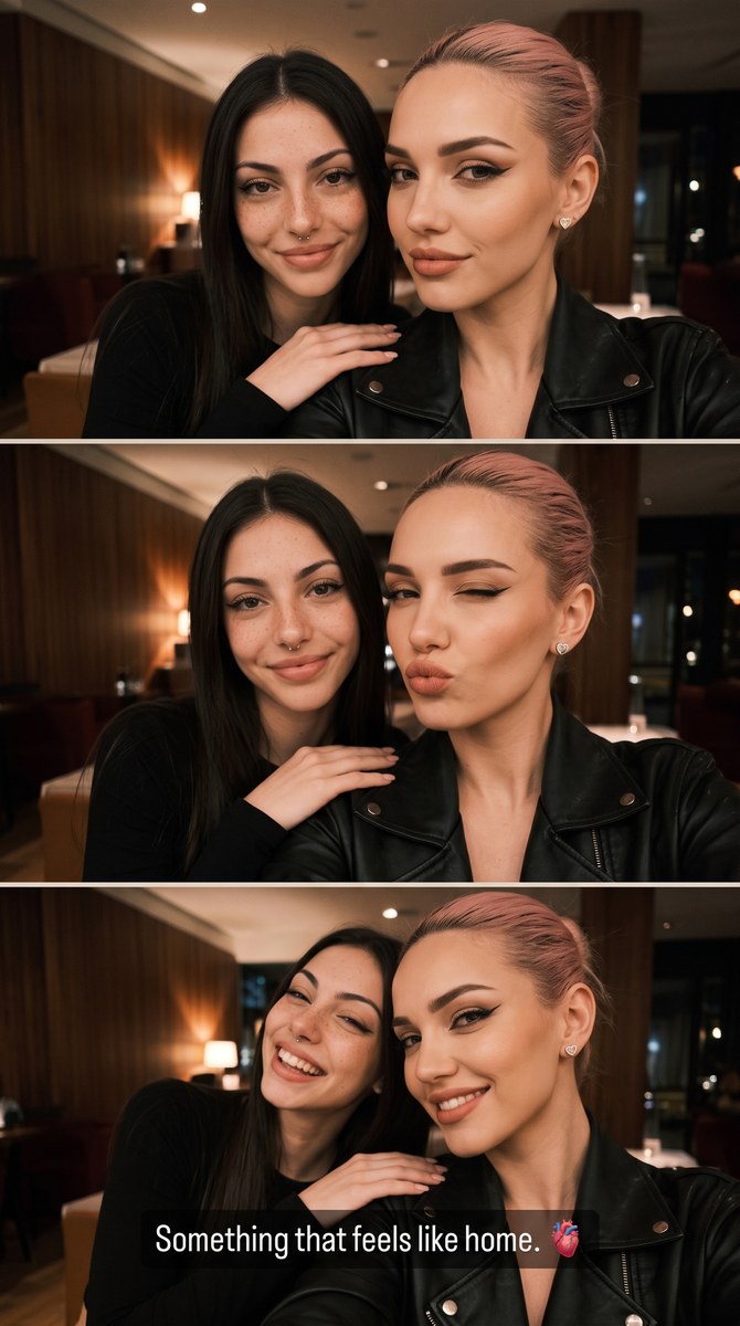 Three-Frame Smartphone Selfie Collage